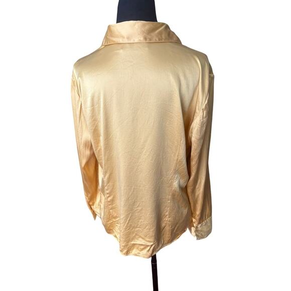 Women’s Large Classiques Entier Yellow Silk Blouse Ruched Front Festival Top - Picture 6 of 8